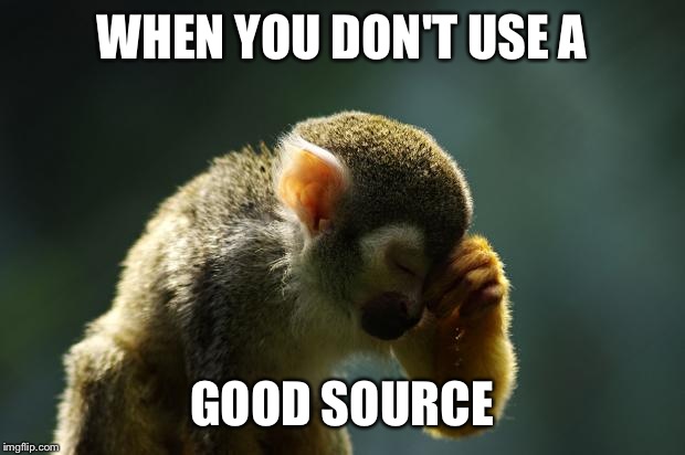 Disbelief Lemur | WHEN YOU DON'T USE A; GOOD SOURCE | image tagged in disbelief lemur | made w/ Imgflip meme maker