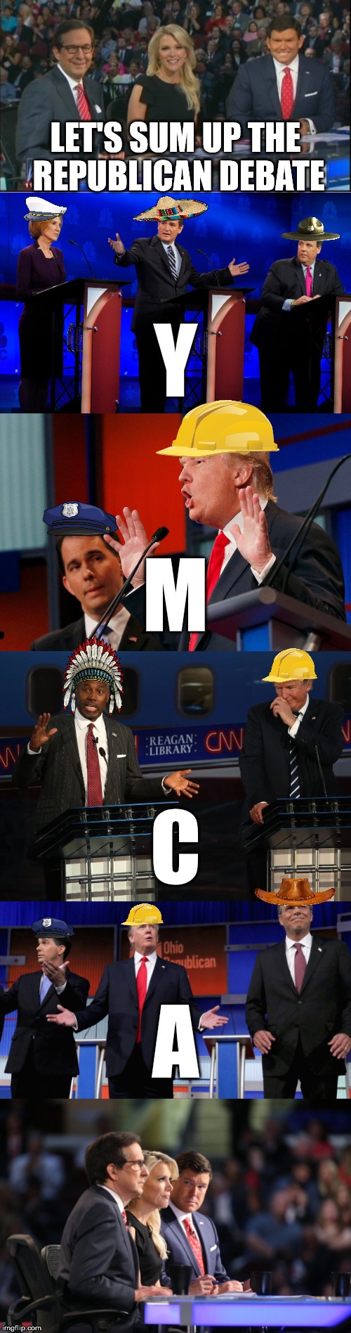 Young man! | LET'S SUM UP THE REPUBLICAN DEBATE; Y; M; C; A | image tagged in debate,ymca | made w/ Imgflip meme maker