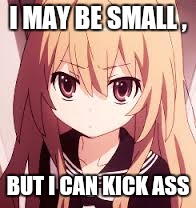 I MAY BE SMALL , BUT I CAN KICK ASS | image tagged in anime meme,small | made w/ Imgflip meme maker
