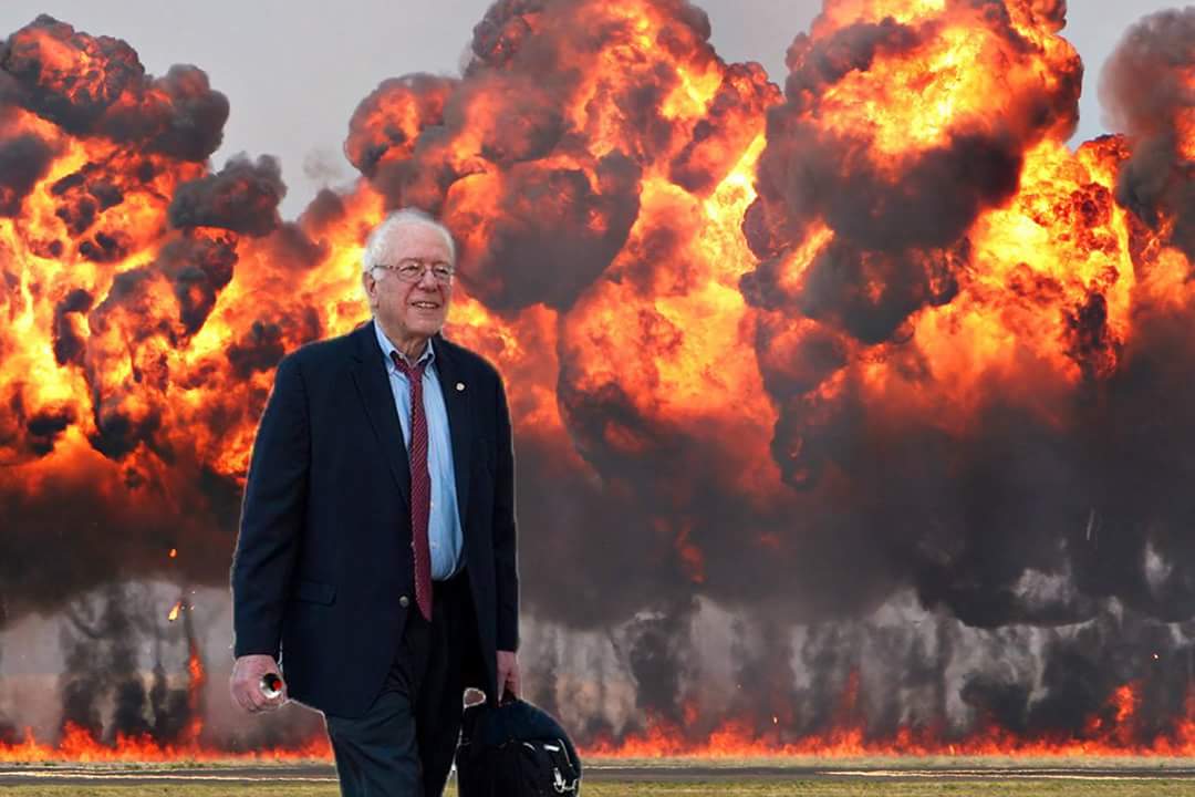 Bernie Sanders on Fire Blank Meme Template