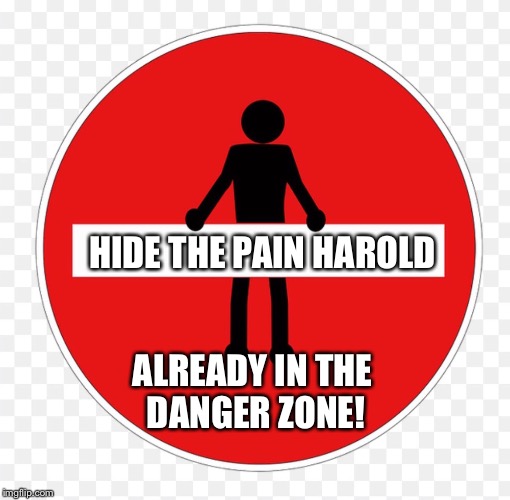 RED SIGN | HIDE THE PAIN HAROLD ALREADY IN THE DANGER ZONE! | image tagged in red sign | made w/ Imgflip meme maker