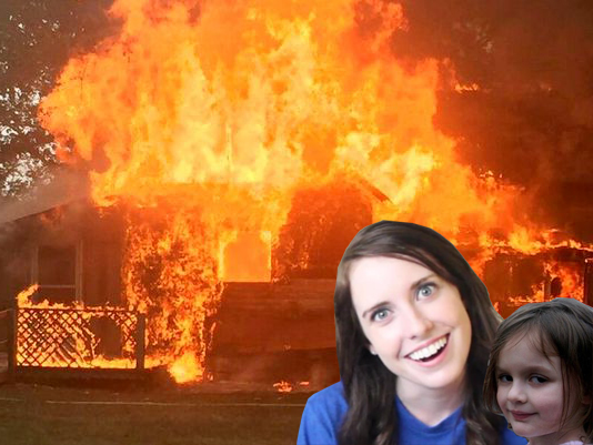 Overly Attached Girlfriend with Disaster Girl Blank Meme Template