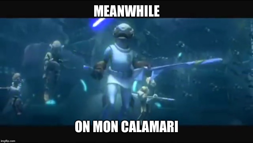 Meanwhile on Mon Calamari | MEANWHILE; ON MON CALAMARI | image tagged in star wars,admiral akbar | made w/ Imgflip meme maker