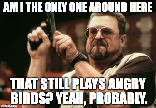 Am I The Only One Around Here | AM I THE ONLY ONE AROUND HERE; THAT STILL PLAYS ANGRY BIRDS? YEAH, PROBABLY. | image tagged in memes,am i the only one around here | made w/ Imgflip meme maker