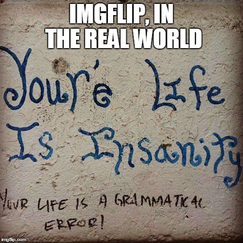 IMGFLIP, IN THE REAL WORLD | image tagged in grammar nazi | made w/ Imgflip meme maker
