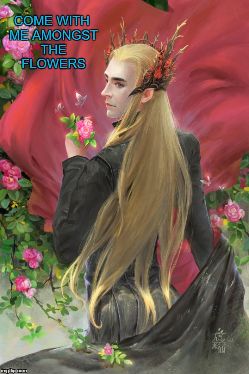 Come | COME WITH ME AMONGST THE FLOWERS | image tagged in thranduil fanart,thranduil memes | made w/ Imgflip meme maker