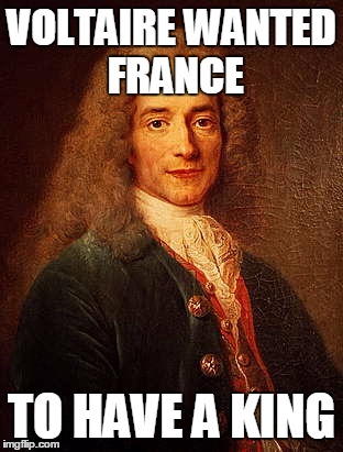 Voltaire | VOLTAIRE WANTED FRANCE; TO HAVE A KING | image tagged in voltaire | made w/ Imgflip meme maker