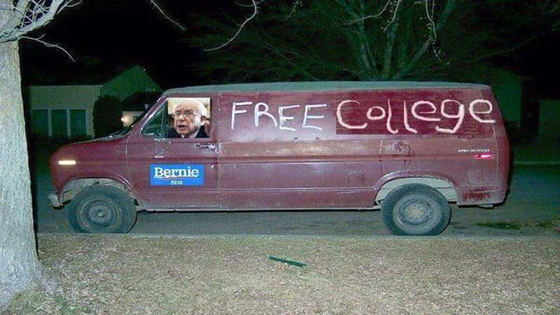 High Quality Bernie Sanders Free College Van Blank Meme Template