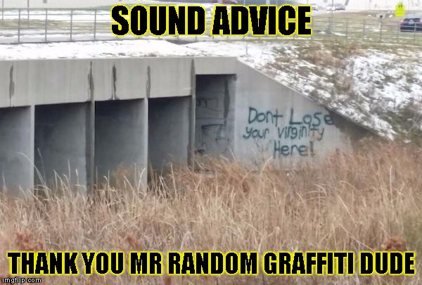 truth in graffiti  | SOUND ADVICE; THANK YOU MR RANDOM GRAFFITI DUDE | image tagged in truth in graffiti,funny,memes,graffiti,bridge,meme | made w/ Imgflip meme maker