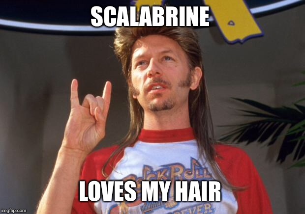Joe Dirt | SCALABRINE; LOVES MY HAIR | image tagged in joe dirt | made w/ Imgflip meme maker
