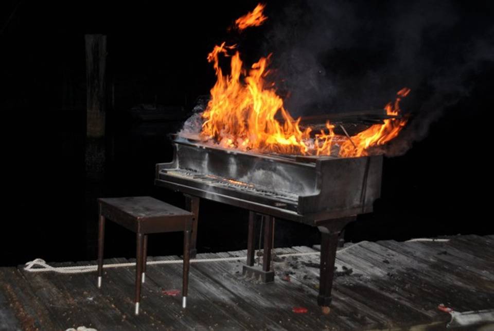 Piano on Fire Blank Meme Template