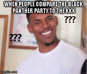 Nick Young | WHEN PEOPLE COMPARE THE BLACK PANTHER PARTY TO THE KKK | image tagged in nick young | made w/ Imgflip meme maker