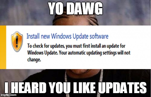 Yo Dawg Heard You | YO DAWG; I HEARD YOU LIKE UPDATES | image tagged in memes,yo dawg heard you | made w/ Imgflip meme maker