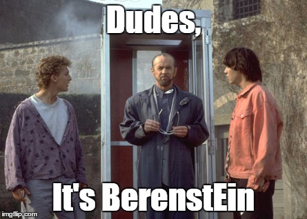 Dudes, It's BerenstEin | image tagged in bill and ted,berenstein,berenstain,mandela effect | made w/ Imgflip meme maker
