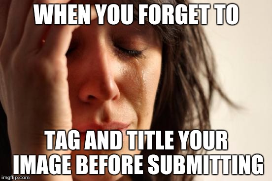 [Default] | WHEN YOU FORGET TO; TAG AND TITLE YOUR IMAGE BEFORE SUBMITTING | image tagged in memes,first world problems,submissions,submit,tags,forgetting | made w/ Imgflip meme maker