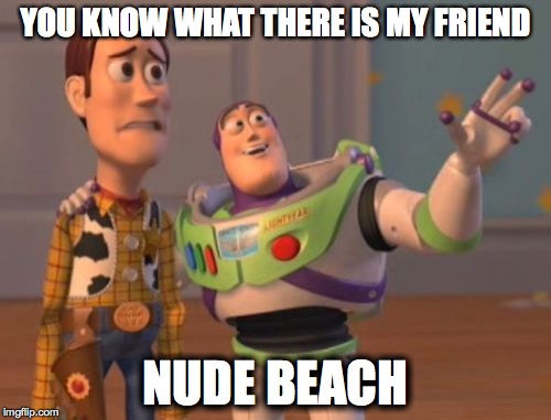 X, X Everywhere | YOU KNOW WHAT THERE IS MY FRIEND; NUDE BEACH | image tagged in memes,x x everywhere | made w/ Imgflip meme maker