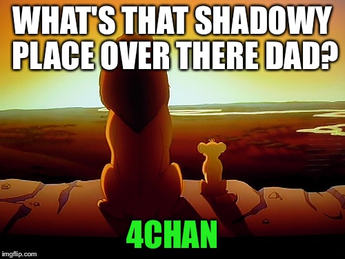 Lion King Meme | WHAT'S THAT SHADOWY PLACE OVER THERE DAD? 4CHAN | image tagged in memes,lion king | made w/ Imgflip meme maker