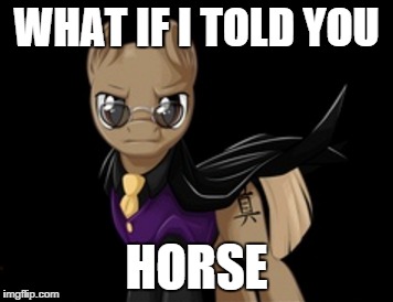 WHAT IF I TOLD YOU; HORSE | image tagged in horse,pony,my little pony,brony,matrix morpheus | made w/ Imgflip meme maker