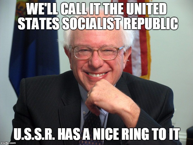Vote Bernie Sanders | WE'LL CALL IT THE UNITED STATES SOCIALIST REPUBLIC; U.S.S.R. HAS A NICE RING TO IT | image tagged in vote bernie sanders,memes,socialist,progressive,democrat,political | made w/ Imgflip meme maker