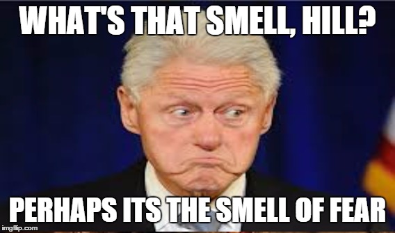 Primary Panic? | WHAT'S THAT SMELL, HILL? PERHAPS ITS THE SMELL OF FEAR | image tagged in hillary clinton,democrat | made w/ Imgflip meme maker