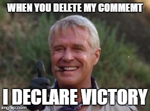 Victory Cigar | WHEN YOU DELETE MY COMMEMT; I DECLARE VICTORY | image tagged in approval cigar,victory | made w/ Imgflip meme maker