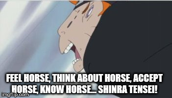 FEEL HORSE, THINK ABOUT HORSE, ACCEPT HORSE, KNOW HORSE... SHINRA TENSEI! | image tagged in naruto shippuden | made w/ Imgflip meme maker