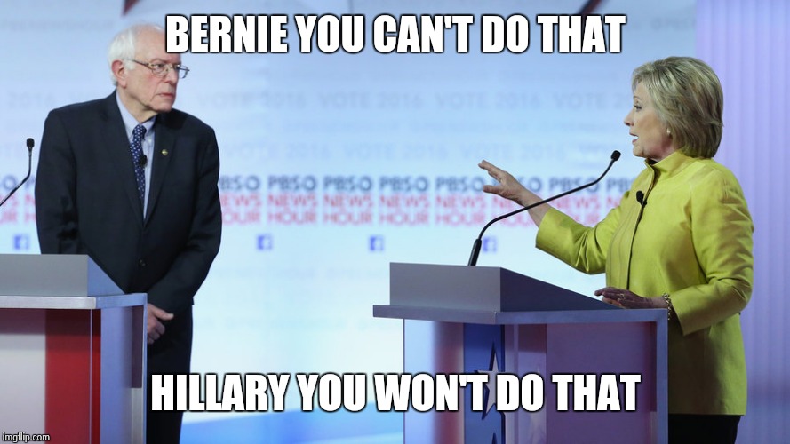 BERNIE YOU CAN'T DO THAT; HILLARY YOU WON'T DO THAT | image tagged in debate | made w/ Imgflip meme maker