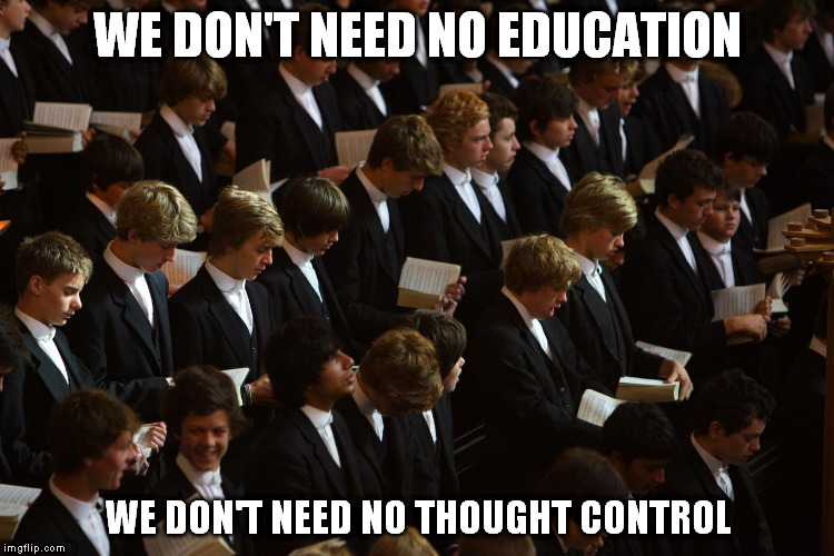 Thought control | WE DON'T NEED NO EDUCATION; WE DON'T NEED NO THOUGHT CONTROL | image tagged in pink floyd | made w/ Imgflip meme maker