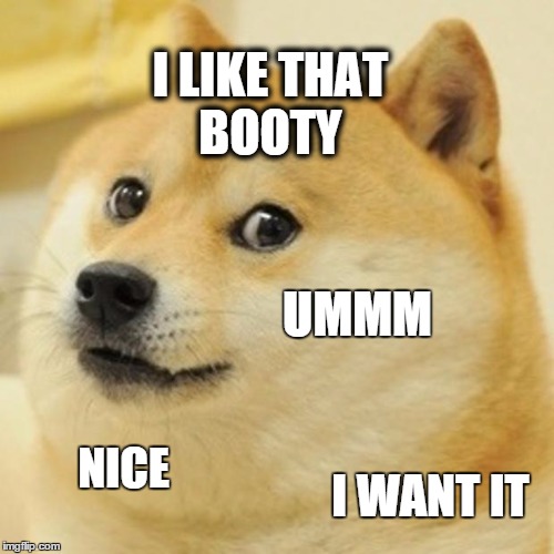 Doge Meme | I LIKE THAT BOOTY; UMMM; NICE; I WANT IT | image tagged in memes,doge | made w/ Imgflip meme maker