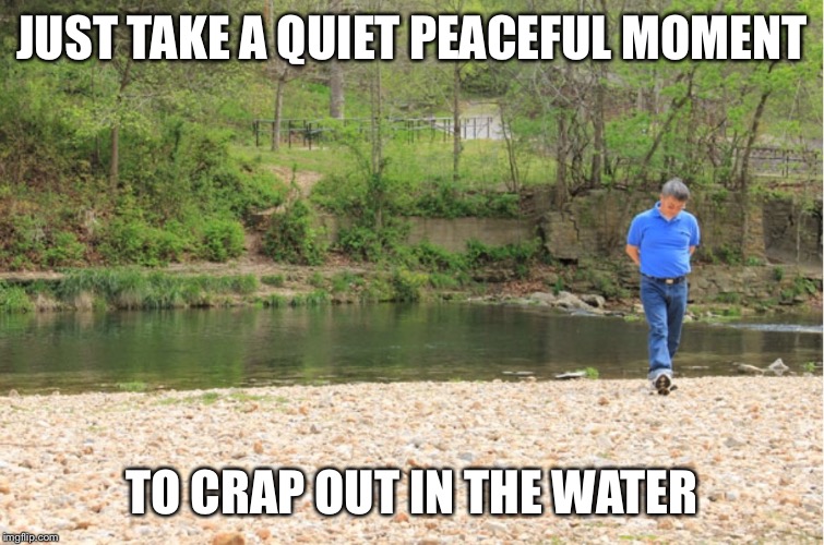 LOTS OF ROOM TO EXPOUND | JUST TAKE A QUIET PEACEFUL MOMENT TO CRAP OUT IN THE WATER | image tagged in lots of room to expound | made w/ Imgflip meme maker