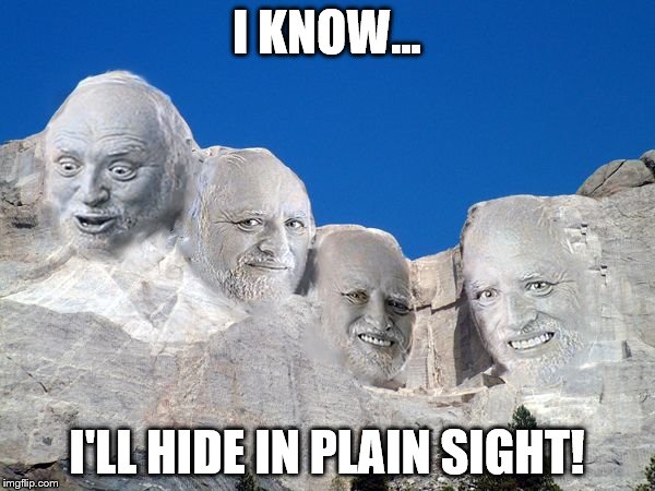 I KNOW... I'LL HIDE IN PLAIN SIGHT! | made w/ Imgflip meme maker