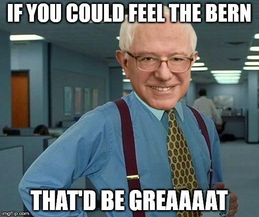 That Would Be Great Meme | IF YOU COULD FEEL THE BERN; THAT'D BE GREAAAAT | image tagged in memes,that would be great | made w/ Imgflip meme maker