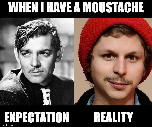 Realities of a moustache | WHEN I HAVE A MOUSTACHE; EXPECTATION; REALITY | image tagged in expectation vs reality,moustache | made w/ Imgflip meme maker