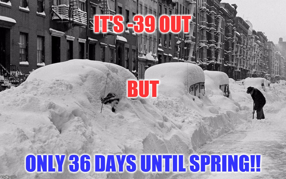 Winter | IT'S -39 OUT; BUT; ONLY 36 DAYS UNTIL SPRING!! | image tagged in winter | made w/ Imgflip meme maker