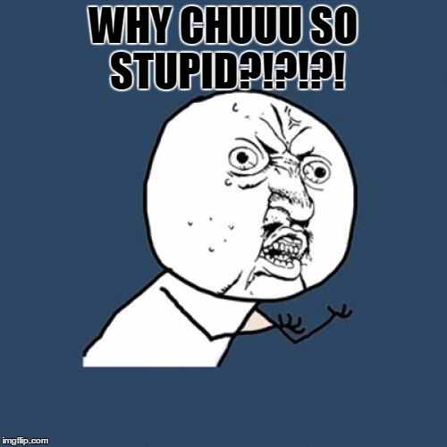 Y U No | WHY CHUUU SO STUPID?!?!?! | image tagged in memes,y u no | made w/ Imgflip meme maker