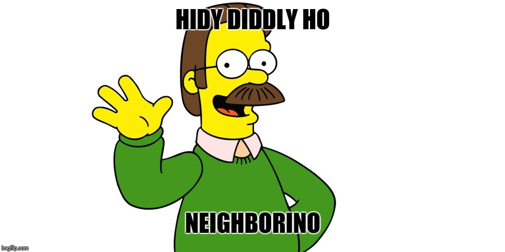 Ned Flanders Wave | HIDY DIDDLY HO; NEIGHBORINO | image tagged in ned flanders wave | made w/ Imgflip meme maker