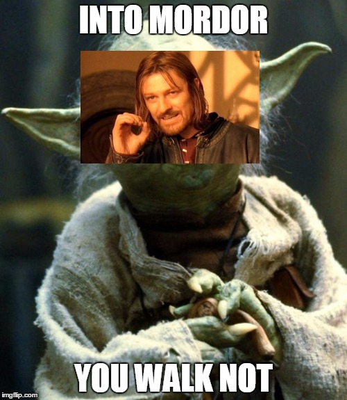 Star Wars Yoda Meme | INTO MORDOR; YOU WALK NOT | image tagged in memes,star wars yoda | made w/ Imgflip meme maker