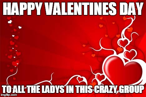 Valentine | HAPPY VALENTINES DAY; TO ALL THE LADYS IN THIS CRAZY GROUP | image tagged in valentine | made w/ Imgflip meme maker