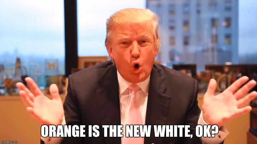 Orange is the New White | ORANGE IS THE NEW WHITE, OK? | image tagged in donald trump,orange | made w/ Imgflip meme maker