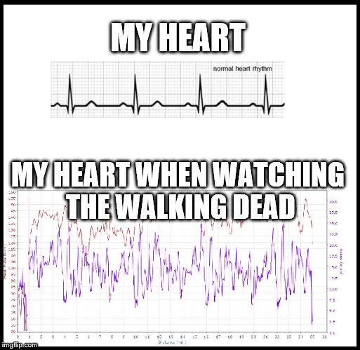 MY HEART; MY HEART WHEN WATCHING THE WALKING DEAD | image tagged in the walking dead,walking dead | made w/ Imgflip meme maker