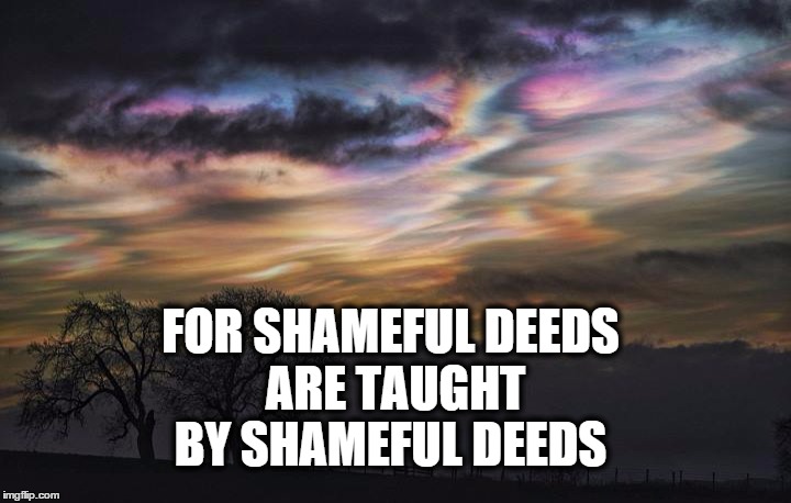 FOR SHAMEFUL DEEDS ARE TAUGHT BY SHAMEFUL DEEDS | image tagged in for shameful deeds are taught by shameful deeds- sophocles | made w/ Imgflip meme maker
