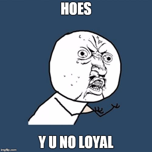 Y U No | HOES; Y U NO LOYAL | image tagged in memes,y u no | made w/ Imgflip meme maker