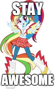 STAY; AWESOME | image tagged in rainbow dash | made w/ Imgflip meme maker