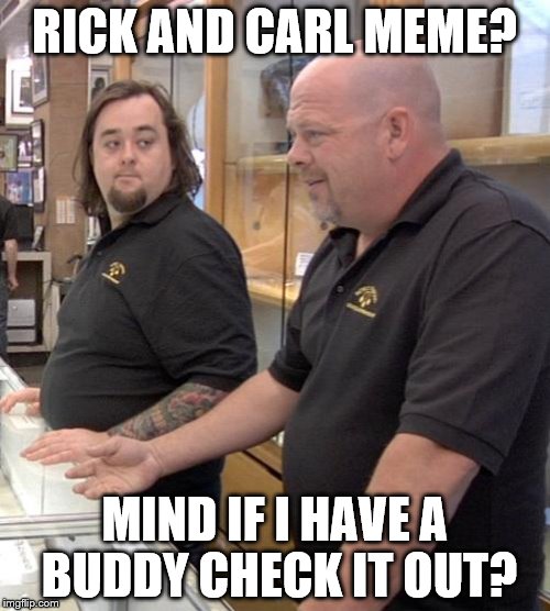 pawn | RICK AND CARL MEME? MIND IF I HAVE A BUDDY CHECK IT OUT? | image tagged in pawn | made w/ Imgflip meme maker