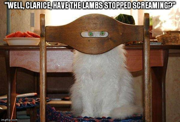 Silence Kitty | "WELL, CLARICE, HAVE THE LAMBS STOPPED SCREAMING?" | image tagged in silence of the lambs | made w/ Imgflip meme maker