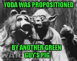  YODA WAS PROPOSITIONED; BY ANOTHER GREEN GUY'S PIG | made w/ Imgflip meme maker