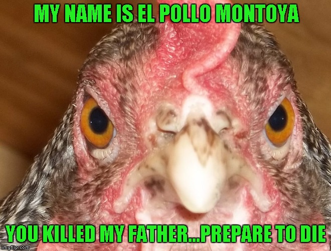 MY NAME IS EL POLLO MONTOYA YOU KILLED MY FATHER...PREPARE TO DIE | made w/ Imgflip meme maker