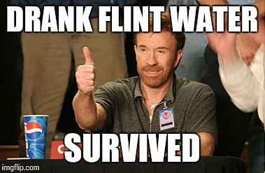 Flint Chuck | DRANK FLINT WATER; SURVIVED | image tagged in memes,chuck norris approves,flint | made w/ Imgflip meme maker