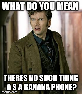 doctor who is confused | WHAT DO YOU MEAN; THERES NO SUCH THING A S A BANANA PHONE? | image tagged in doctor who is confused | made w/ Imgflip meme maker