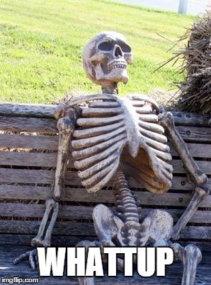 Waiting Skeleton Meme | WHATTUP | image tagged in memes,waiting skeleton | made w/ Imgflip meme maker